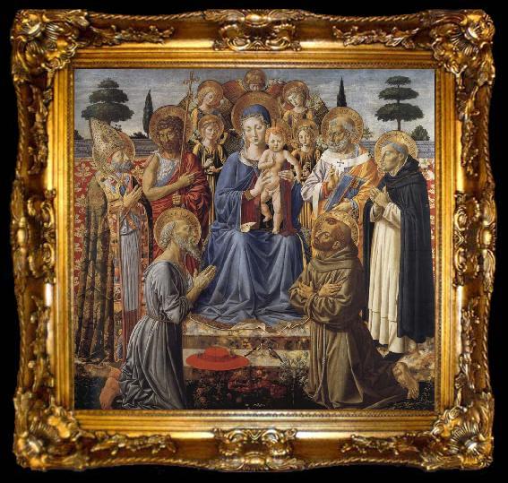 framed  Benozzo Gozzoli The Virgin and Child Enthroned among Angels and Saints, ta009-2